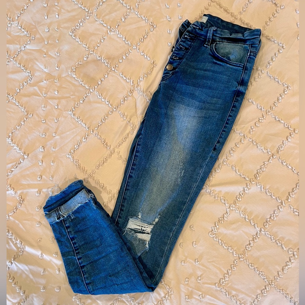 Distressed Tummy Control Skinny/Slim Fit Women’s Jeans